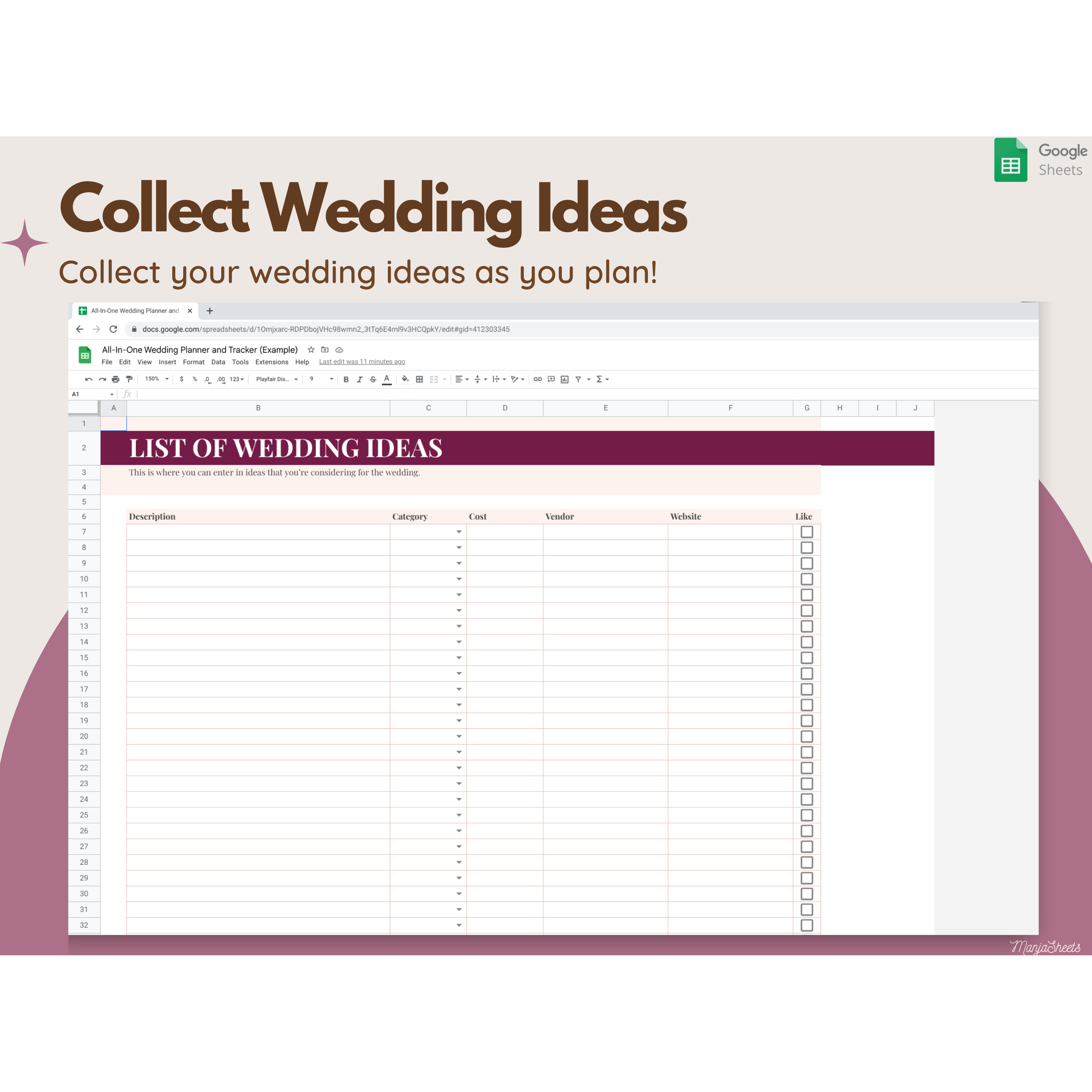Wedding Planning Spreadsheet Google Sheets