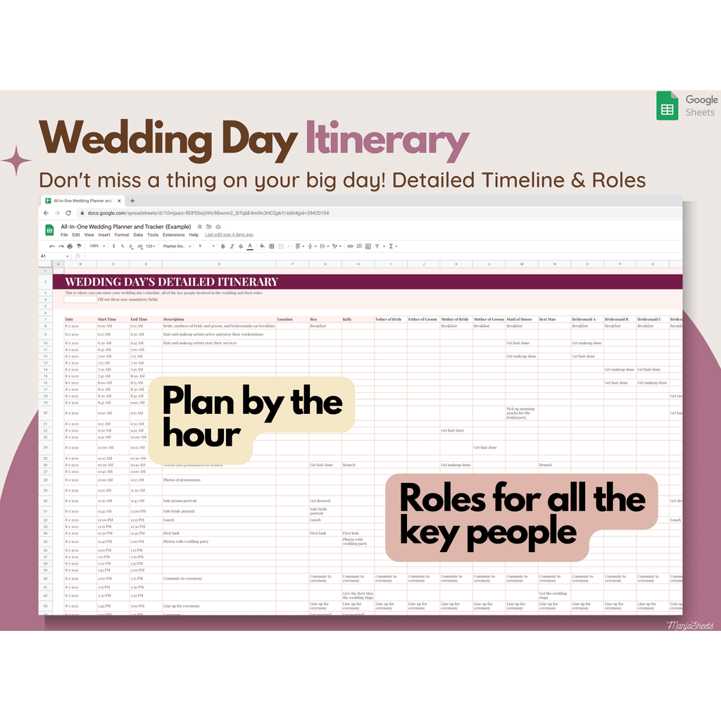 Wedding Planning Spreadsheet Google Sheets