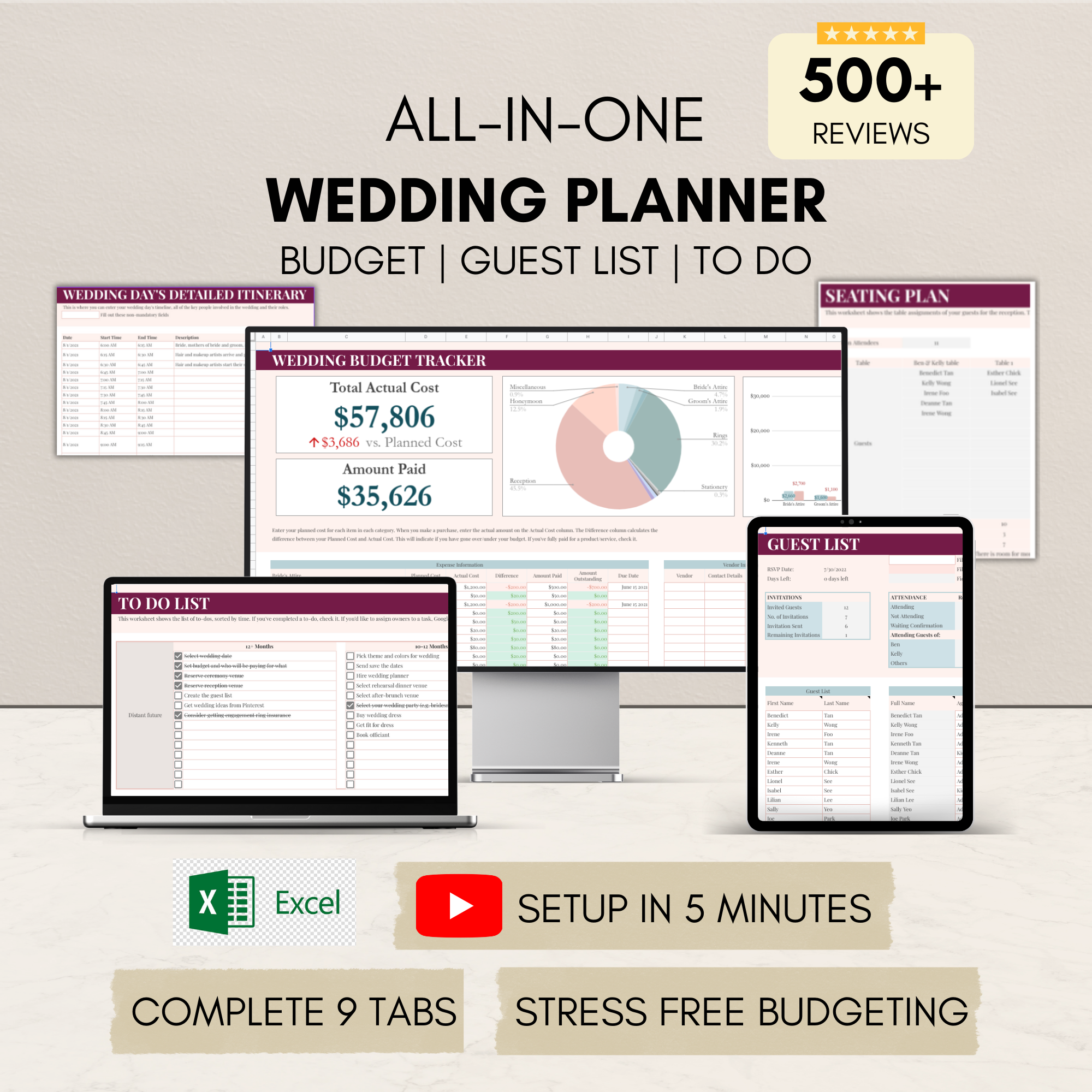 Wedding Planning Spreadsheet Excel Template