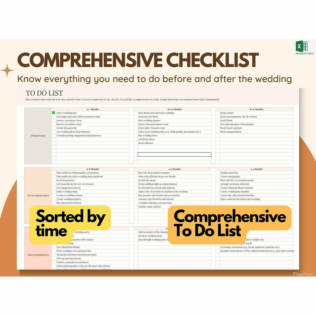Wedding Planning Spreadsheet Excel Template