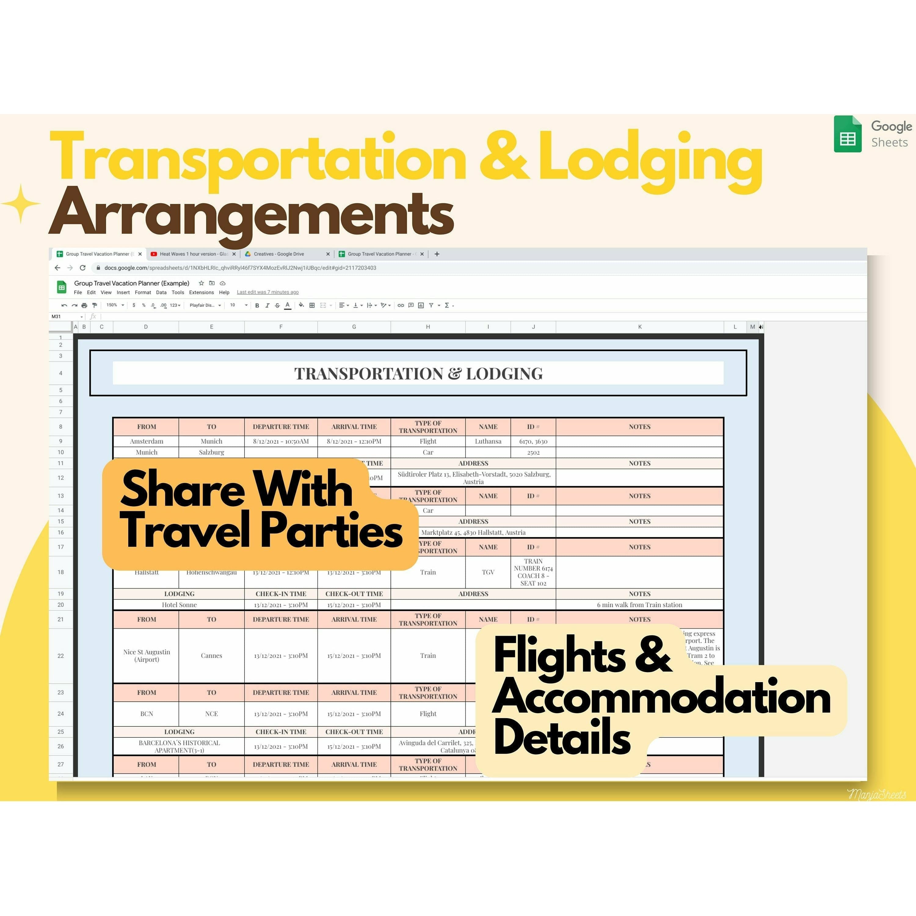 Travel Spreadsheet Template Google Sheets