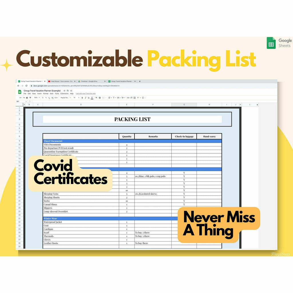 Travel Spreadsheet Template Google Sheets