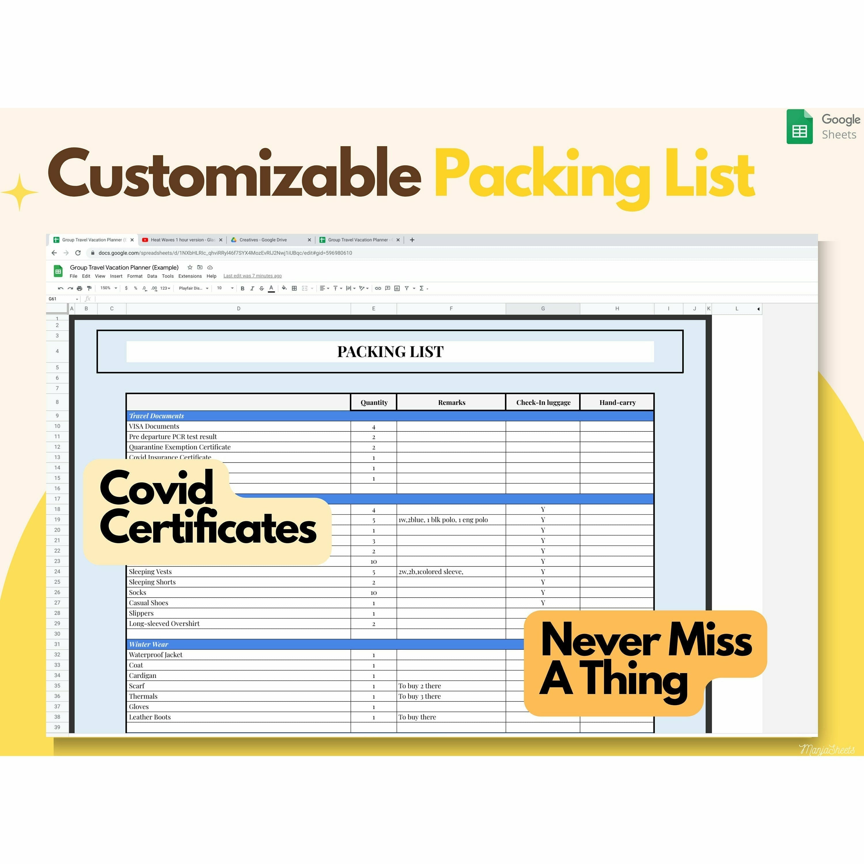 Travel Spreadsheet Template Google Sheets