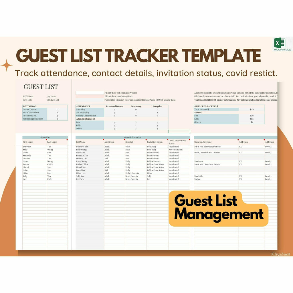 Wedding Planning Spreadsheet Excel Template