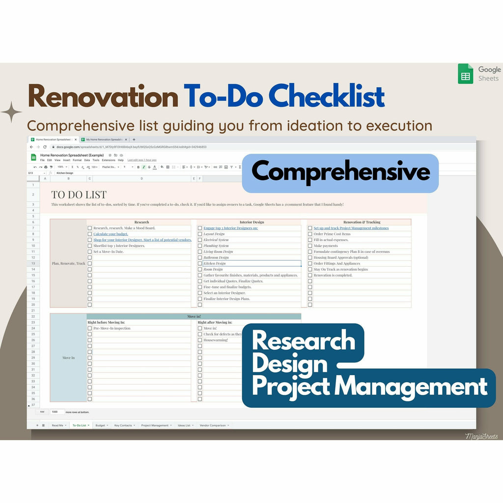 Home Renovation Budget Template & Planner - Google Sheets