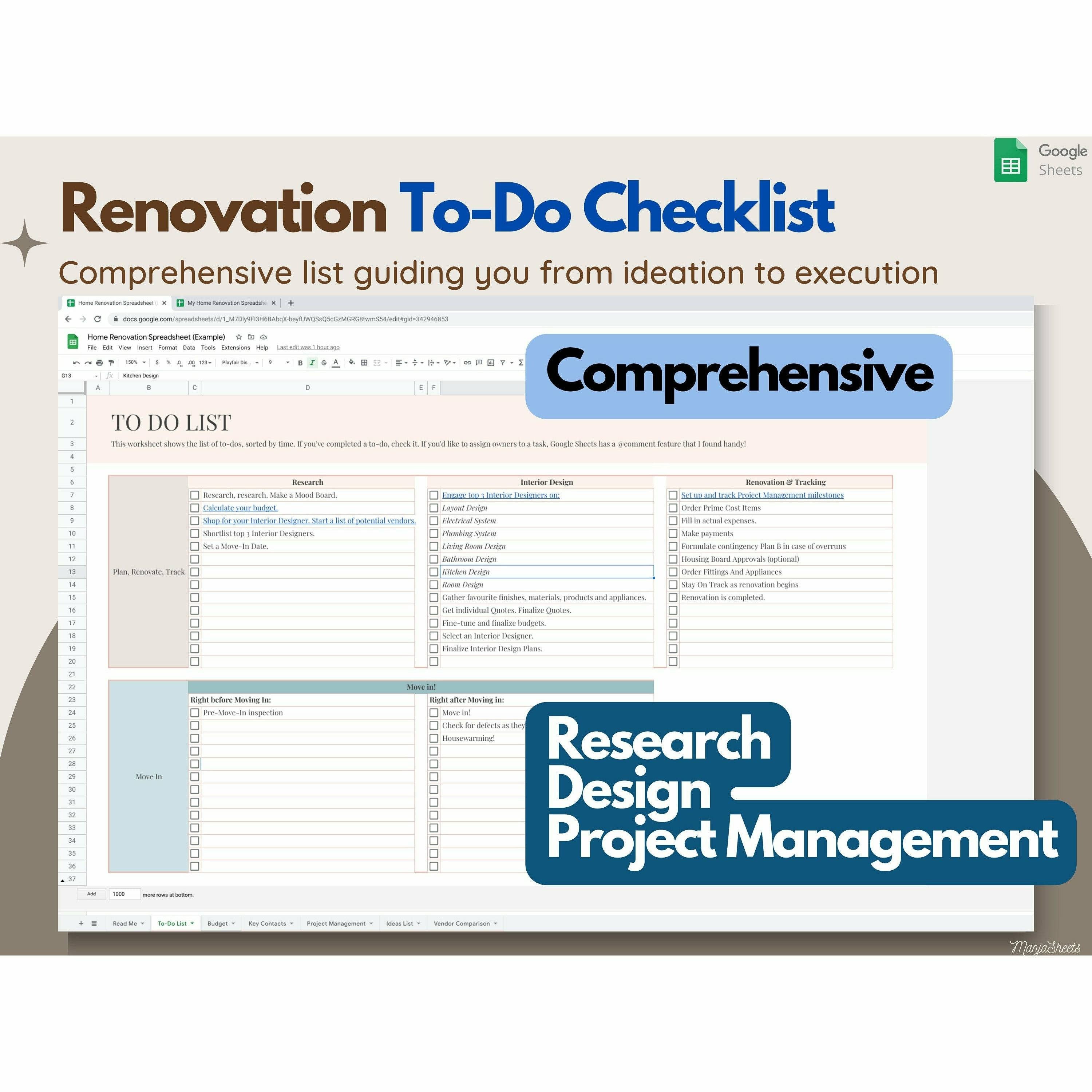 Home Renovation Budget Template & Planner - Google Sheets