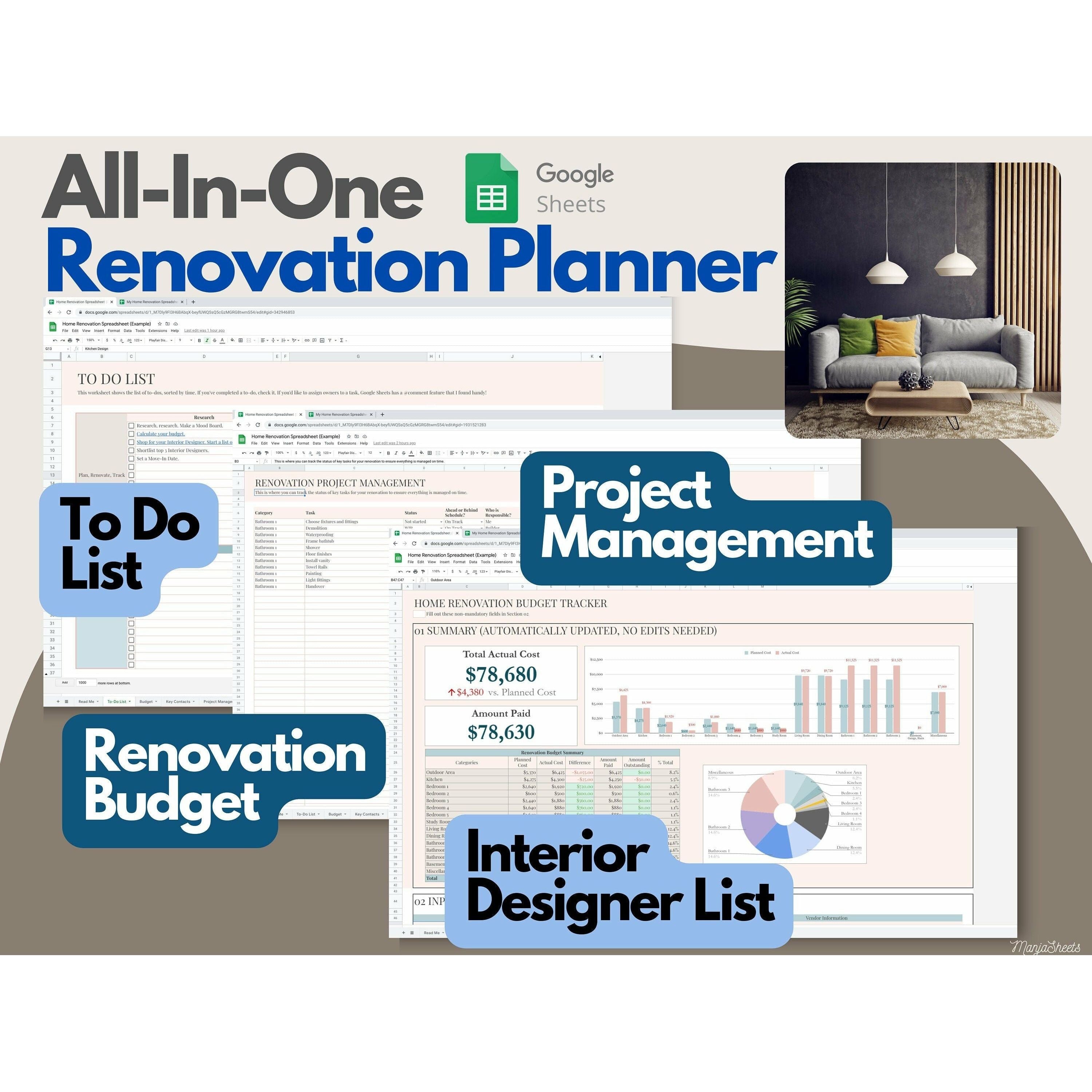Home Renovation Budget Template & Planner - Google Sheets