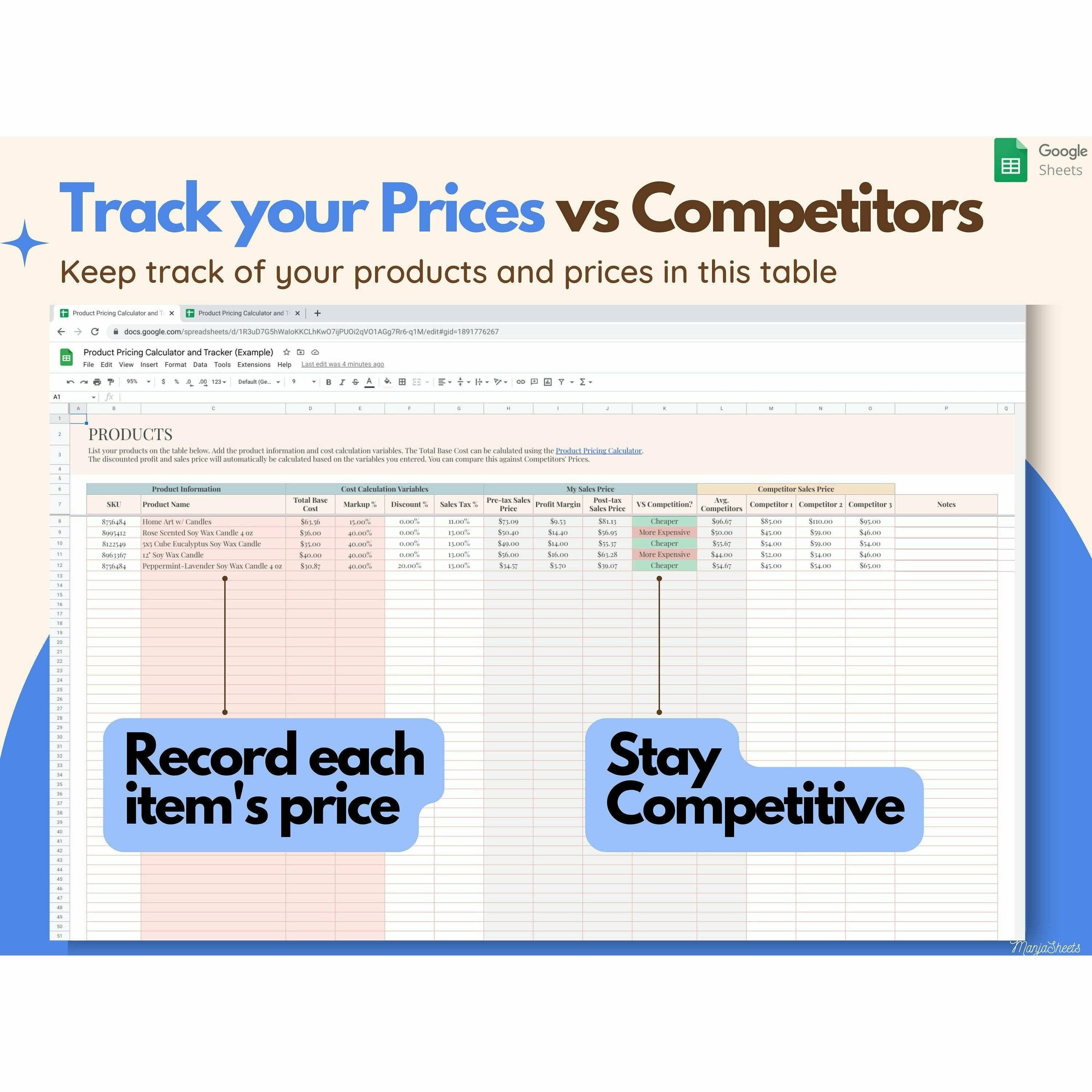 Handmade Product Pricing Calculator Google Sheets