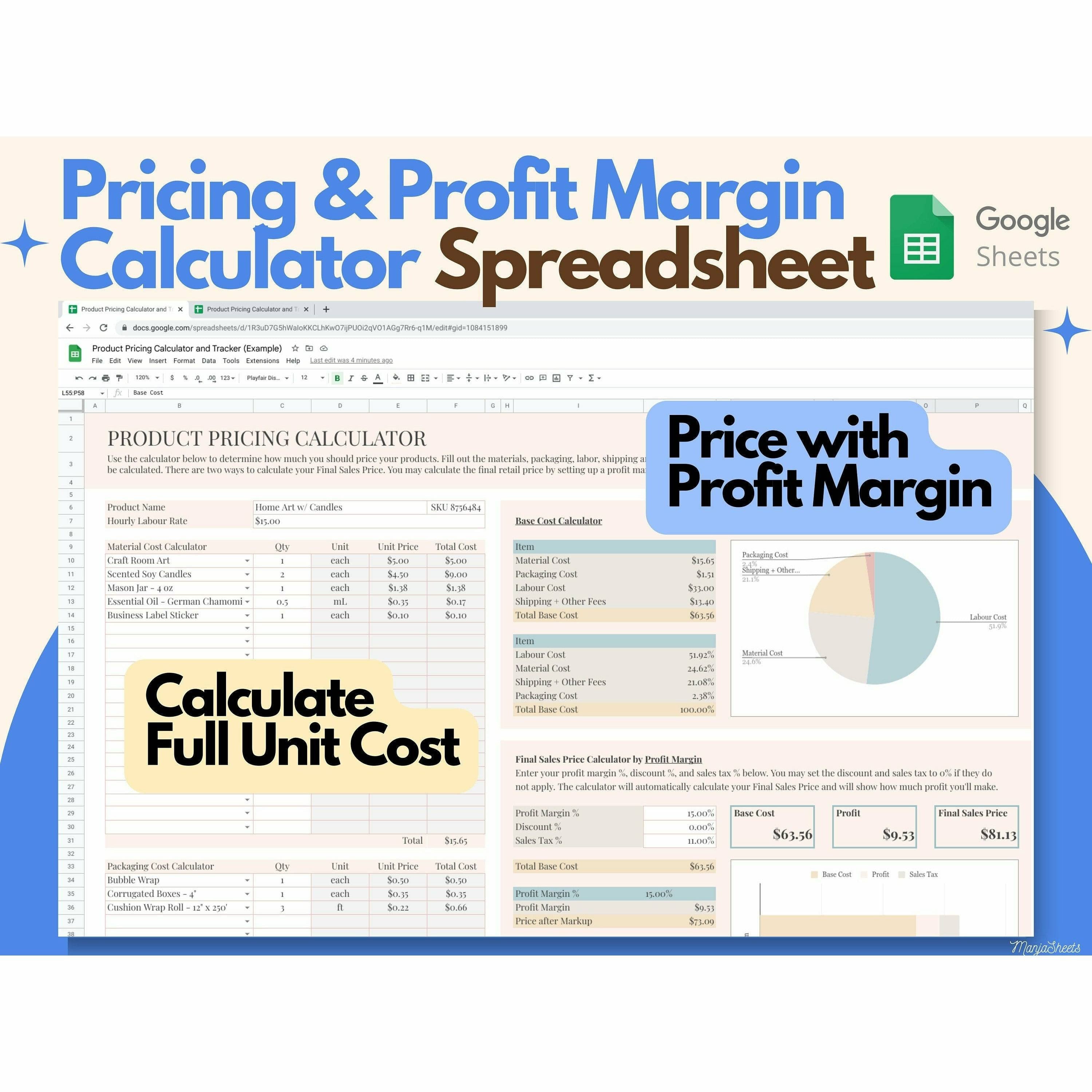 Handmade Product Pricing Calculator Google Sheets
