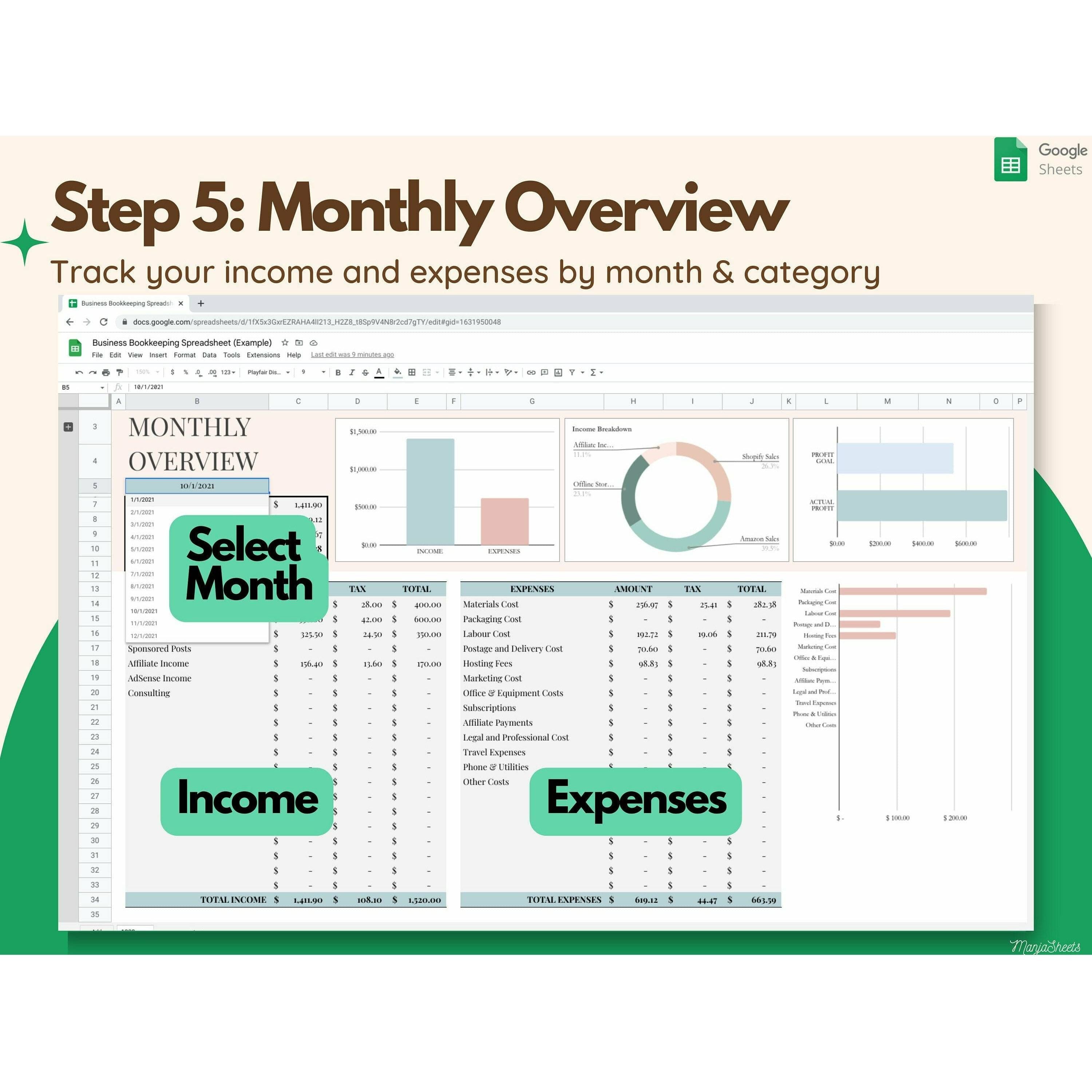 Bookkeeping Spreadsheet for Small Business Google Sheets