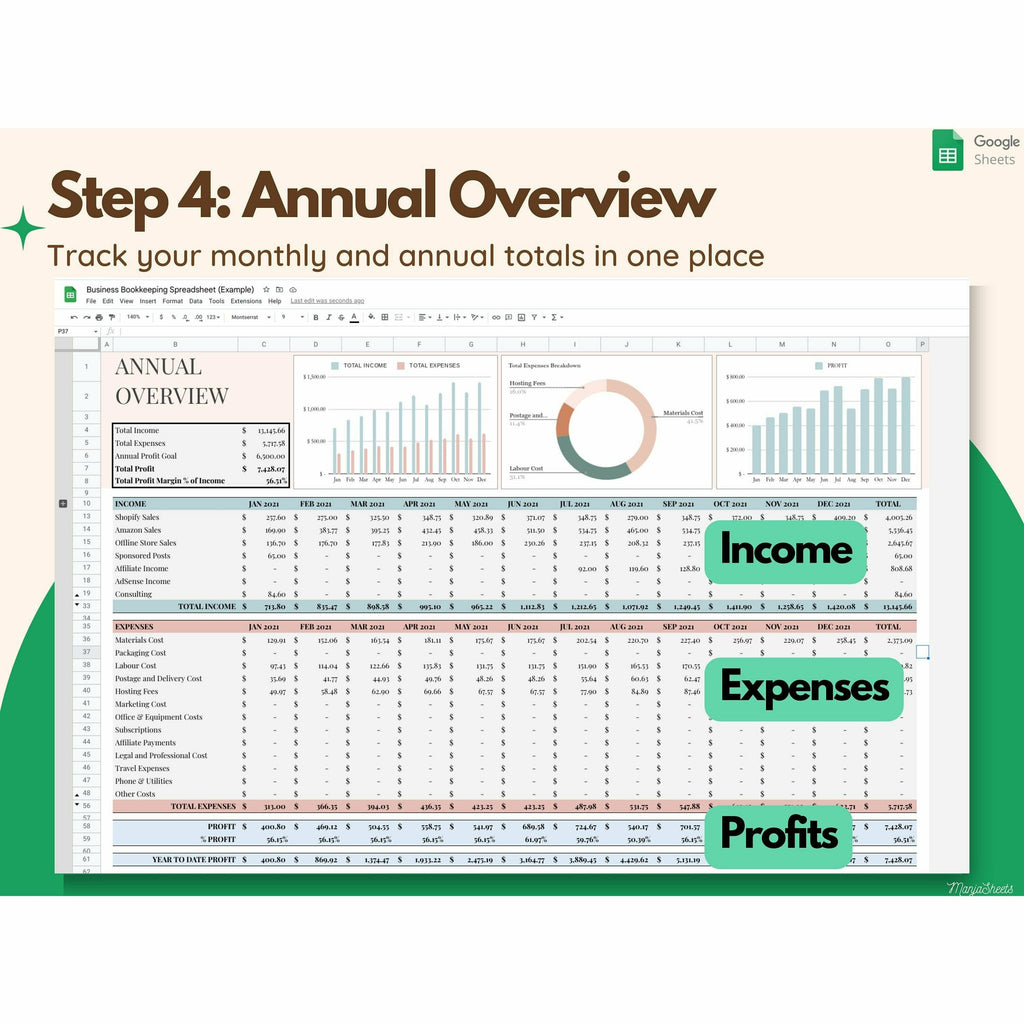 Bookkeeping Spreadsheet for Small Business Google Sheets