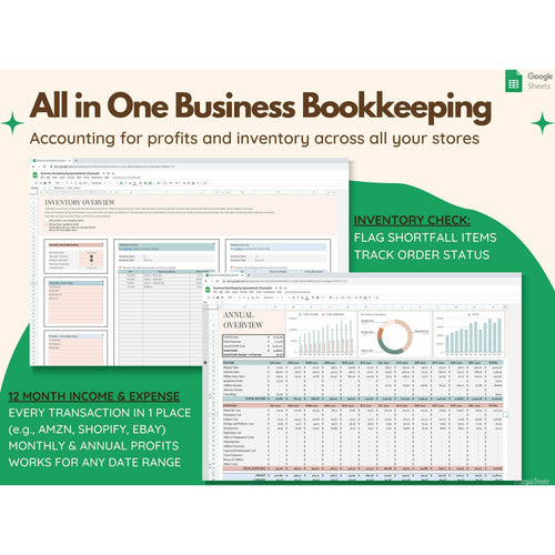Bookkeeping Spreadsheet for Small Business Google Sheets