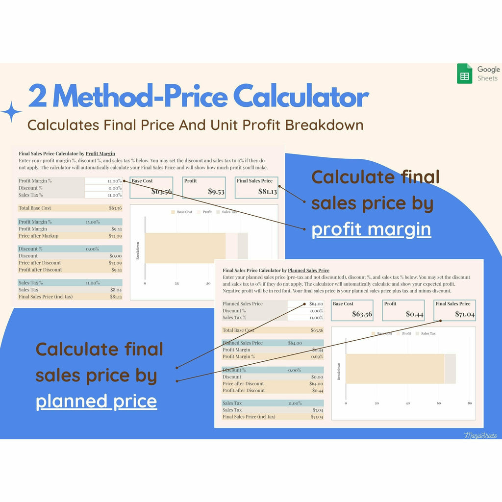 Handmade Product Pricing Calculator Google Sheets