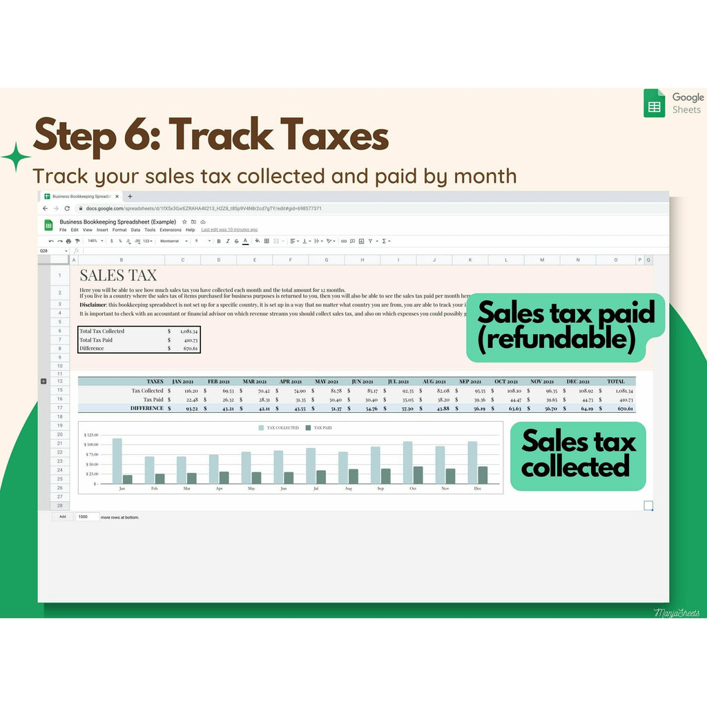 Bookkeeping Spreadsheet for Small Business Google Sheets