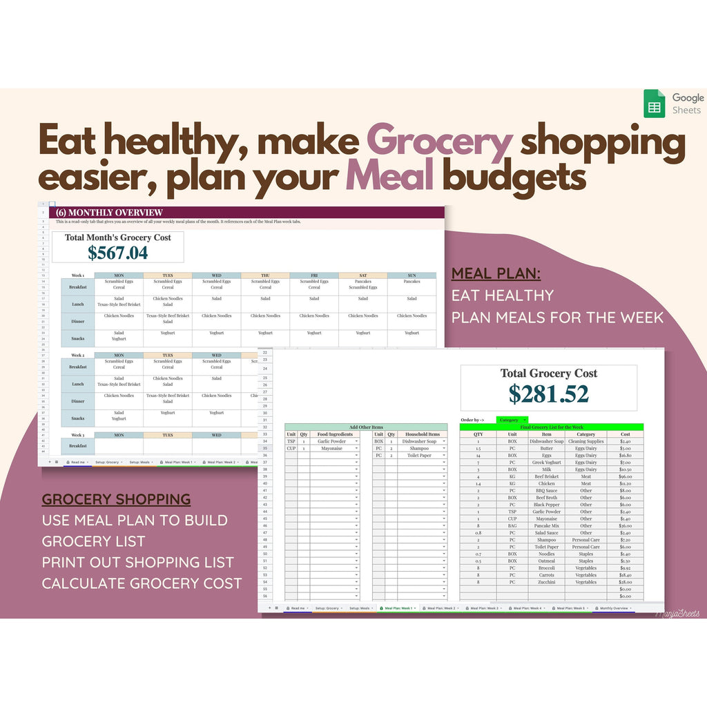 Weekly Meal Planning Template Google Sheets