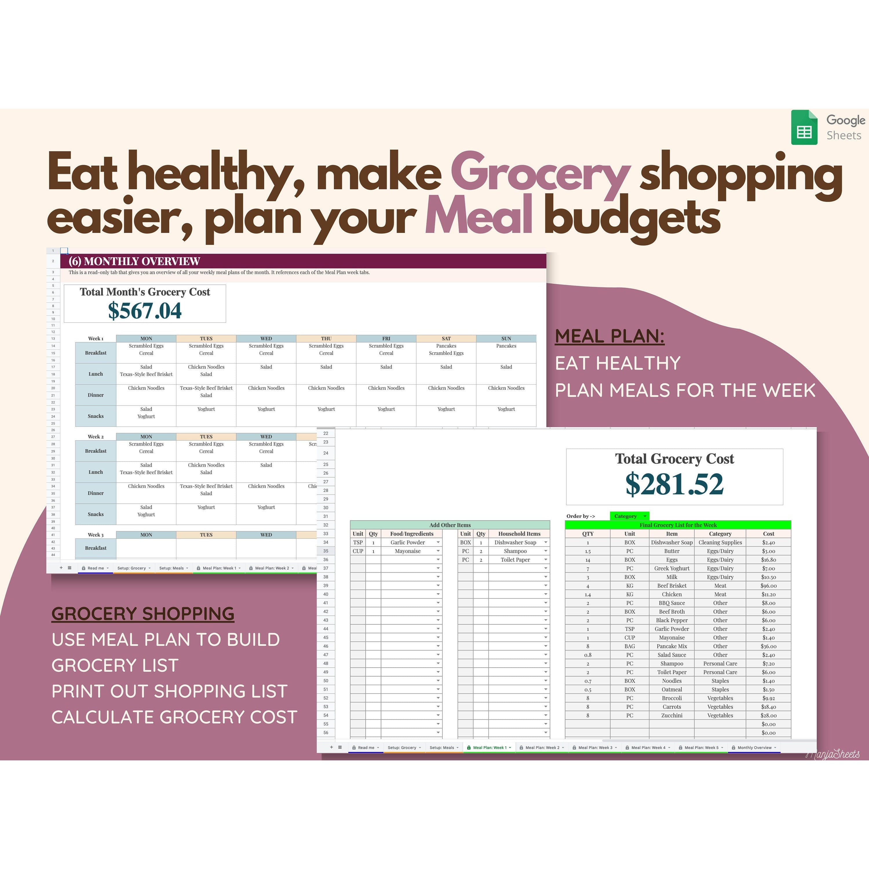 Weekly Meal Planning Template Google Sheets