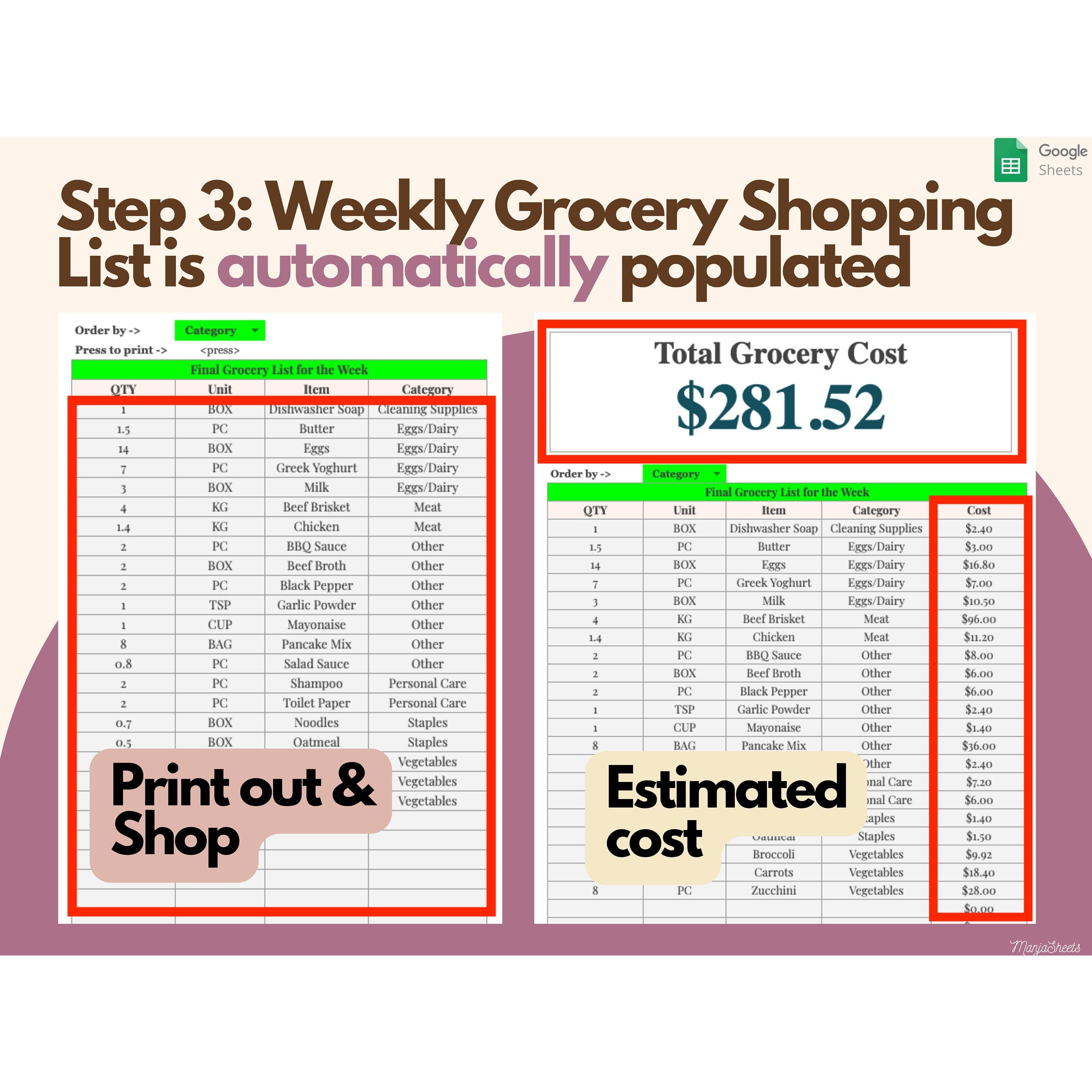 Weekly Meal Planning Template Google Sheets