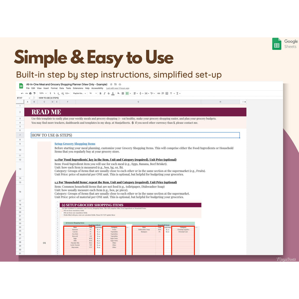 Weekly Meal Planning Template Google Sheets