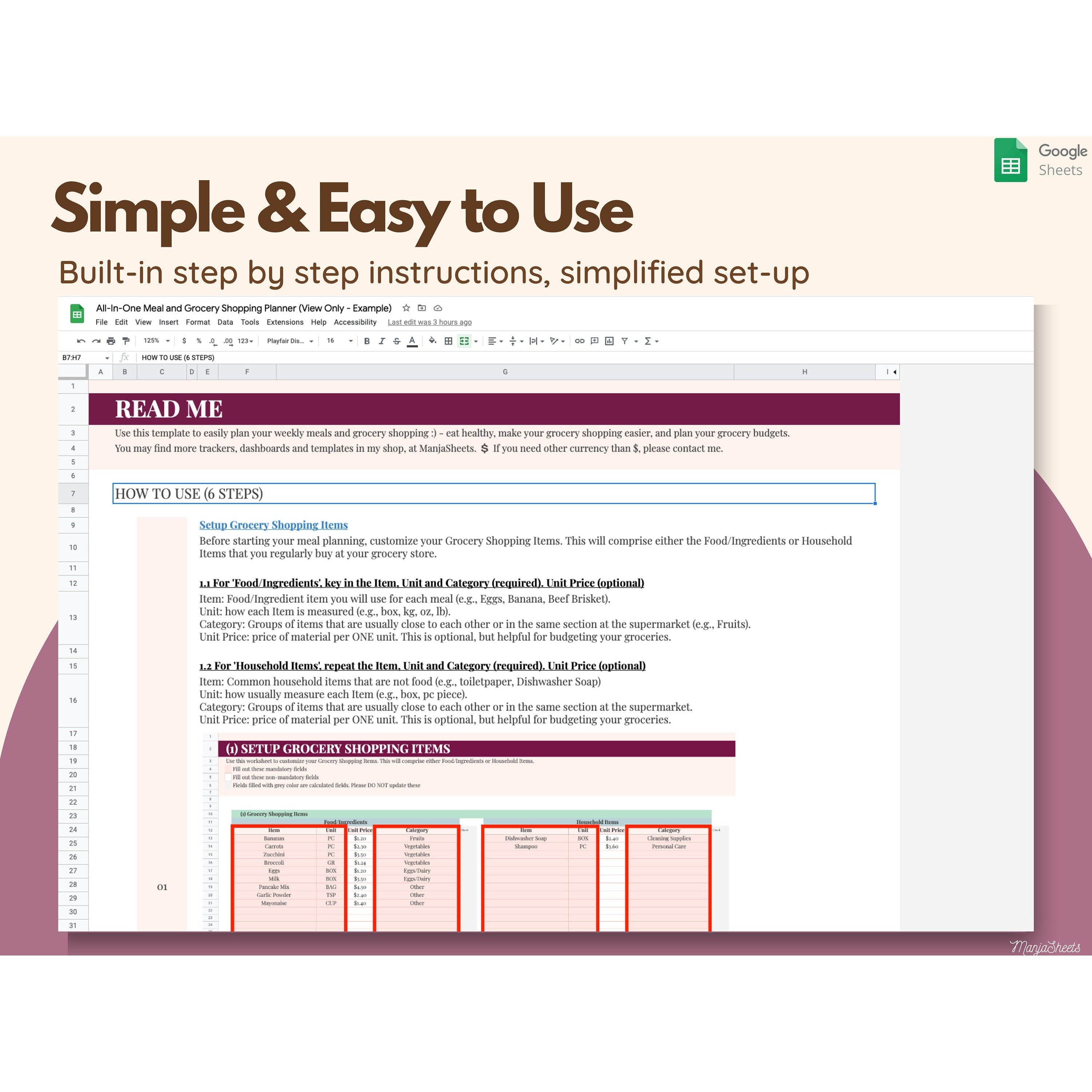 Weekly Meal Planning Template Google Sheets