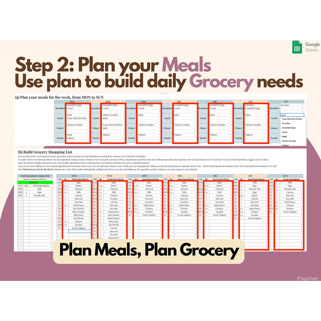 Weekly Meal Planning Template Google Sheets