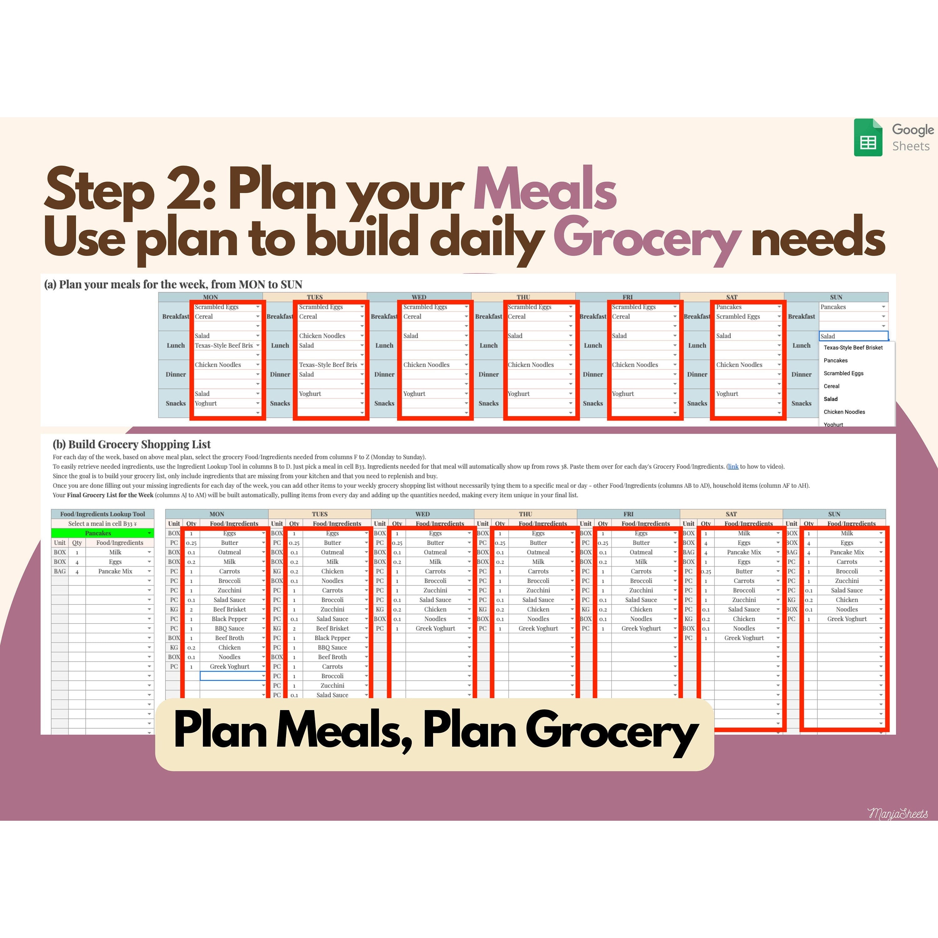 Weekly Meal Planning Template Google Sheets